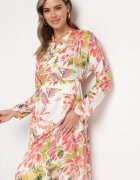 sophyline Rochie Alb-Roz tip plic cu Model Floral Anaviera