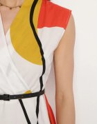 sophyline Rochie Bej-Galbenă din bumbac cu decolteu petrecut croi cloș și cordon din piele ecologică Avelona