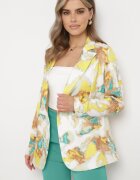 sophyline Sacou cu două rânduri de nasturi Bej-Galben cu model abstract Tie-Dye Floretellia