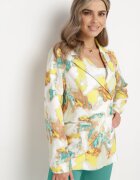 sophyline Sacou cu două rânduri de nasturi Bej-Galben cu model abstract Tie-Dye Floretellia