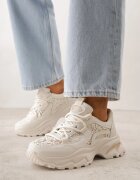 sport Sneakers Bej cu talpă groasă cu inserții din dantelă și zirconii Sephialle
