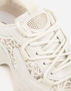 sport Sneakers Bej cu talpă groasă cu inserții din dantelă și zirconii Sephialle