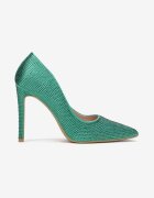 Stilettos Verzi din Satin cu Zirconii Relki