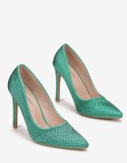  Stilettos Verzi din Satin cu Zirconii Relki
