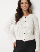 studio eleven Cardigan Bej cu Vâscoză cu nasturi și imitație de buzunare Liales