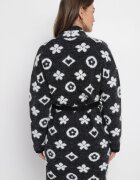 studio eleven Cardigan Negru cu Model Floral Grafic și Cordon Legat Juulia