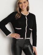 studio eleven Cardigan Negru cu Vâscoză cu nasturi și imitație de buzunare Liales