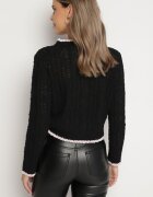 studio eleven Cardigan Negru cu Vâscoză cu nasturi și imitație de buzunare Liales