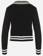studio eleven Cardigan Negru din Bumbac Ornat cu Benzi Perle și Zirconii Liasha