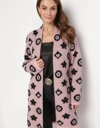 studio eleven Cardigan Roz cu Model Grafic Floral și Cordon Legat Juulia