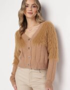 studio eleven Cardigan Scurt Maro Decorat cu Tricot Pufos Sacia