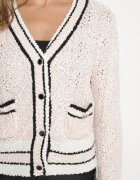 studio eleven Cardigan scurt roz cu nasturi din viscoză cu dungi și nasturi decorativi Lialana