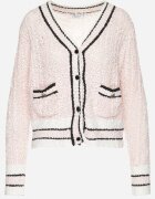studio eleven Cardigan scurt roz cu nasturi din viscoză cu dungi și nasturi decorativi Lialana