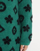studio eleven Cardigan Verde cu Model Floral Grafic și Curea Legată Juulia