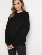 studio eleven Hanorac Negru cu Glugă și Buzunar Larg Rihea