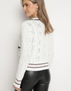 studio eleven Kardigan Bej Scurt cu nasturi din viscoză cu dungi și nasturi decorativi Lialana