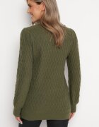 studio eleven Maletă tricotată Verde închis cu model în relief decorativ mâneci bufante și perle Velurion