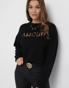 studio eleven Pulover Negru cu inscripție Amour și decolteu rotund Satrise