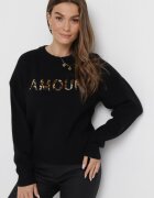studio eleven Pulover Negru cu inscripție Amour și decolteu rotund Satrise