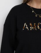 studio eleven Pulover Negru cu inscripție Amour și decolteu rotund Satrise