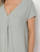 Sublevel Bluză din Viscoză Verde Deschis cu Croială Tip Liliac și cu Pliu Decorativ Pasandria