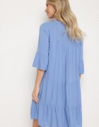 Sublevel Rochie Albastră Cloș din Viscoză cu Volane Izleia