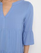 Sublevel Rochie Albastră Cloș din Viscoză cu Volane Izleia