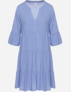Sublevel Rochie Albastră Cloș din Viscoză cu Volane Izleia