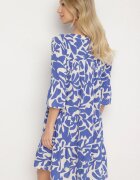 Sublevel Rochie Albastră Viscoză Evazată cu Model Abstract Liracalia