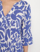 Sublevel Rochie Albastră Viscoză Evazată cu Model Abstract Liracalia