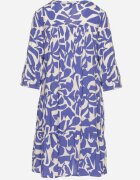 Sublevel Rochie Albastră Viscoză Evazată cu Model Abstract Liracalia