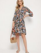 Sublevel Rochie cloș din vâscoză negru-bej cu model abstract Liracalia