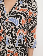 Sublevel Rochie cloș din vâscoză negru-bej cu model abstract Liracalia