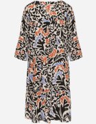 Sublevel Rochie cloș din vâscoză negru-bej cu model abstract Liracalia
