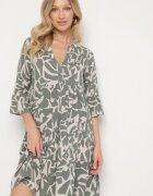 Sublevel Rochie cloș verde închisă din viscoză cu model abstract Liracalia