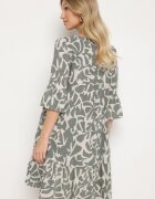 Sublevel Rochie cloș verde închisă din viscoză cu model abstract Liracalia