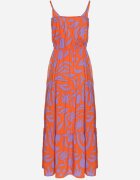 Sublevel Rochie din Vâscoză Portocaliu-Violet cu Croi Cloș și Bretele Flenore