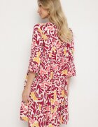 Sublevel Rochie Galben-Bordo de Viscoză Evazată cu Model Abstract Liracalia
