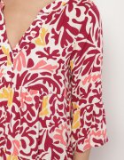Sublevel Rochie Galben-Bordo de Viscoză Evazată cu Model Abstract Liracalia