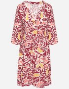 Sublevel Rochie Galben-Bordo de Viscoză Evazată cu Model Abstract Liracalia
