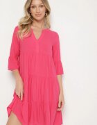 Sublevel Rochie Roz închis Evazată din Viscoză cu Volane Izleia
