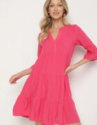 Sublevel Rochie Roz închis Evazată din Viscoză cu Volane Izleia
