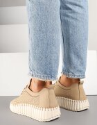 super mode Adidași Bej Decupați cu Talpă Groasă și Relief Ronele