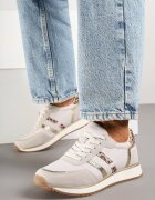 super mode Adidași gri deschis cu dungi decorative și inserții metalice Alanissea