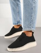 super mode Adidași Negri Ajourati pe Talpă Groasă cu Relief Ronele