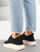 super mode Adidași Negri Ajourati pe Talpă Groasă cu Relief Ronele