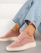 super mode Adidași Roz Perforați cu Talpă Groasă cu Relief Ronele