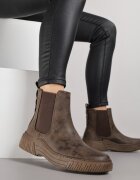 super mode Botine Chelsea Maro cu talpă decorativ sculptată Ezisane