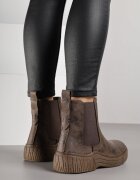 super mode Botine Chelsea Maro cu talpă decorativ sculptată Ezisane