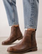 super mode Botine clasice cu toc plat și fermoar decorativ Wenica Maro